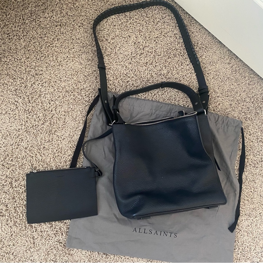 All Saints black bag with handle or cross body option. In really good condition.